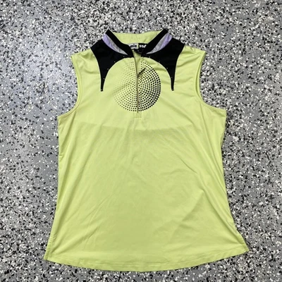 Camisa polo de golf Jamie Sadock para mujer mediana sin mangas con tachuelas elástica Foto 1 de 4