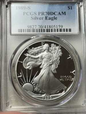 1989-S Proof $1 PCGS PR-70 DCAM 1oz American Silver Eagle - Image 1 of 3