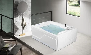 VASCA IDROMASSAGGIO 2 POSTI 182X120 CM RISCALDATA 50GETTI BLUETOOT DOPPIA LED IT - Foto 1 di 16
