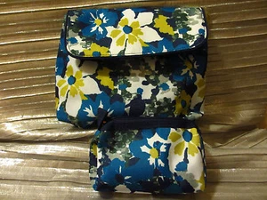 Estee Lauder 2 cosmetic bags- Set - Blue Floral Print Super Practical- Travel - Picture 1 of 3