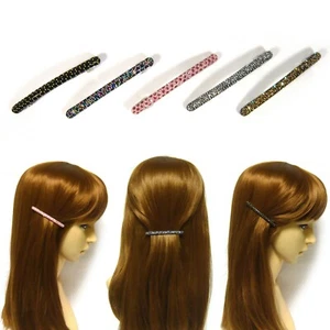 Women Elegant Thin Crystal Rhinestone Hair Jewelry Barrette Clip Clamp Accessory - Picture 1 of 47