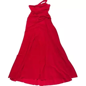Jessica McClintock Dress Womens 6 Red Jersey Knit One Shoulder Gown Vintage - Picture 1 of 8
