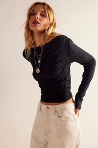 XS NWoT Free People Intimately Night We Met manga larga negro - Imagen 1 de 1