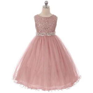 Vestido MAUVE Talla 10 Lentejuelas Encaje Flor Niña Cumpleaños Boda Recital Baile de graduación Fiesta - Imagen 1 de 6