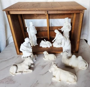 Lenox Nativity Holy Family Three Wise Men Hand Crafted Wood Manger 1988 animals - Picture 1 of 11