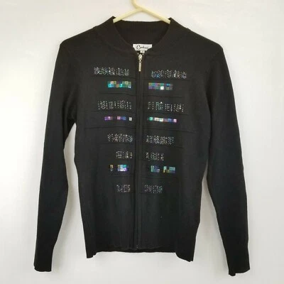 Suéter Carducci Cremallera Completa Cárdigan Negro Manga Larga Damas Talla S LNC Foto 1 de 4