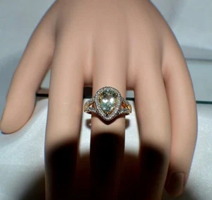 3,75 ct. NATÜRLICHER AMETHYST & 32 KLEINE ECHTE DIAMANTEN COCKTAIL ZIGEUNER RING. - Bild 1 von 5