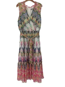 Danny & Nicole Womens maxi dress size 22w pattern chiffon Sleeveless lined plus - Picture 1 of 9