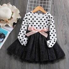 Flower Princess Dress Girls Long Sleeve Princess Party Christmas Kids Children.