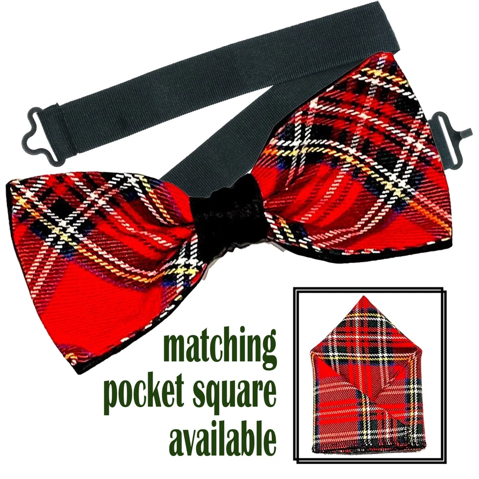 Royal Stewart Bow Tie & Pocket Square Cotton Wedding Prom Year Hogmanay Party - image 1 of 1