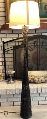 Floor Lamp Unique Pastoral Hand-Woven Rattan Living Room Study58” - Image 1 of 4