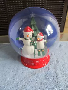 Globo di neve musicale natalizio grande gemma soffiato ad aria pupazzo di neve/babbo natale vintage - Foto 1 di 7