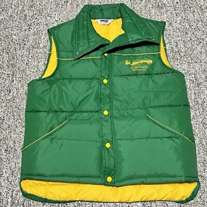 New Vintage 80s MVP Puffer Snap Vest Mens Size M Green Yellow - Picture 1 of 8
