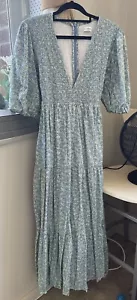 Faithfull The Brand Renata Midi Dress 10 Blue - Picture 1 of 11