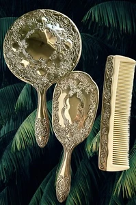 Vtg Towle Silver Plated H Mirror Brush Comb Ladies Dresser Set Needs Mirror - Picture 1 of 4