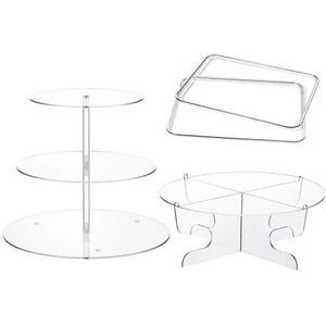 4 Pcs Acrylic Cupcake Stand Set Include 3 Tier Round Cake Stand 1 Tier Desser... - Picture 1 of 7