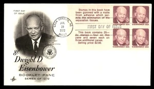 MayfairStamps US FDC 1972 Arizona Dwight D Eisenhower Booklet Pane First Day Cov - Picture 1 of 2