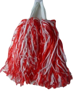 1 Paar rot & weiß Bommel Cheerleader Bommel Party Kostüm - Bild 1 von 1
