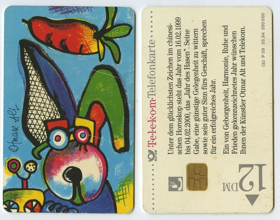 118731 - Otmar Alt: Jahr des Hasen / chinesisches Horoskop - alte Telefonkarte - Bild 1 von 1