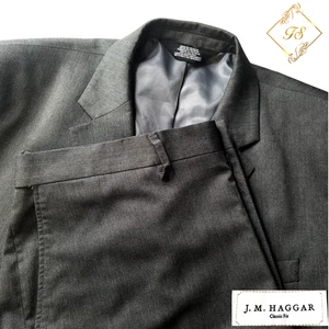 Neu Haggar Herren 2-Teiler Anzug 52R grau Birdseye Fensterscheibe 40 x 30 vorne flach Hose - Bild 1 von 20