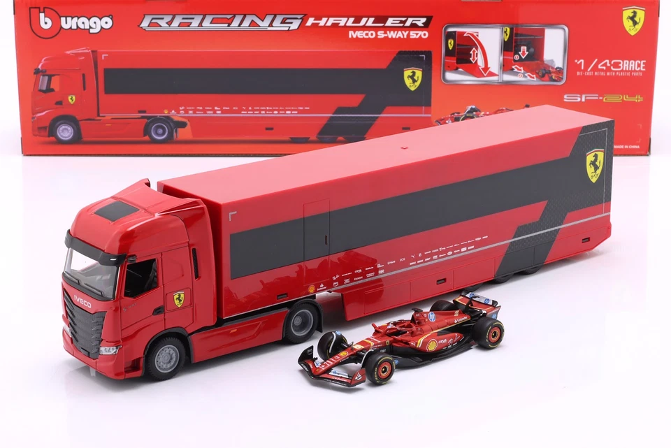 Iveco S-Way 570 Formel 1 Renntransporter mit Ferrari SF-24 #16 Leclerc 1:43 Bbur - Bild 1 von 1