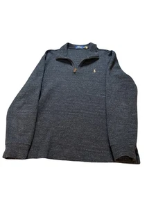 Polo Ralph Lauren Pullover Mens XL Dark Gray Estate Rib Half Zip Sweater Casual - Picture 1 of 13
