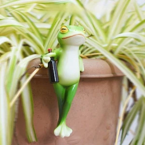 Miniature Frog Figurines Plant Decorations for Pots Cute Frog Garden Statue Wea - Picture 1 of 6