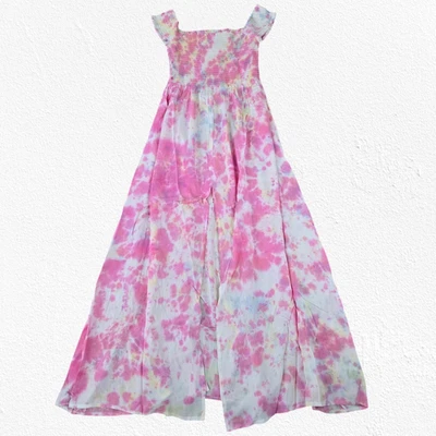 Pink White Tie Dye Smocked Off the Shoulder Area Stars Kaia Dress Size Small - Image 1 of 4