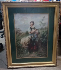 HOME INTERIOR DRUCK HIRTEN TOCHTER 33x26GERAHMT KLEINE SCHÄFERIN - Bild 1 von 8