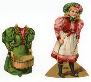 Viktorianische Sammelkarte Papierpuppen Löwe Kaffee Werbung Kinder Illustration - Bild 1 von 3