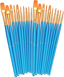 2er Pack 20 Stück Nylon Pinsel Set für Acryl & Öl - Bild 1 von 5