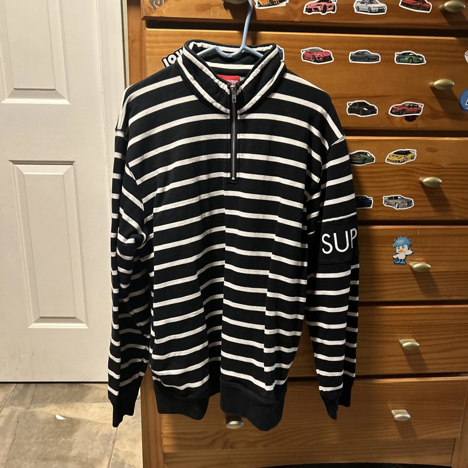 Sudadera Pullover Supreme Rayas Media Cremallera Foto 1 de 4