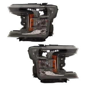Left and Right Headlights For Ford F-150 2018-2020 Halogen w/ Bulb/s Black Bezel - Picture 1 of 12