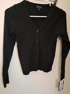 Suéter Art Class con botones para niñas talla grande (10/12) negro Foto 1 de 4