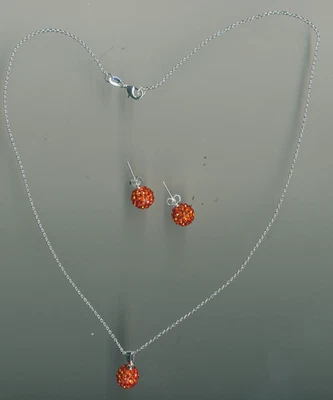 JUEGO DE COLLAR Y ARETES CZ DISCO Shamballa 3/8" con Nuevo B5-B22 Foto 1 de 2