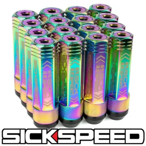 SICKSPEED 16PC NEO CHROME 92MM CAPPED 3 PC STEEL EXTENDED LUG NUTS 12X1.25 N11 - Picture 1 of 1