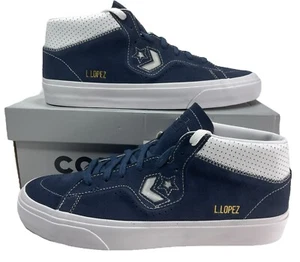 Size 10.5 Converse Louie Lopez Pro Mid NAVY BLUE Suede Sneaker A06235C Men - Picture 1 of 7