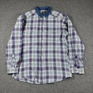 Vintage Rough Stock Panhandle Slim Button Down shirt Mens Large L Red Plaid - Picture 1 of 8