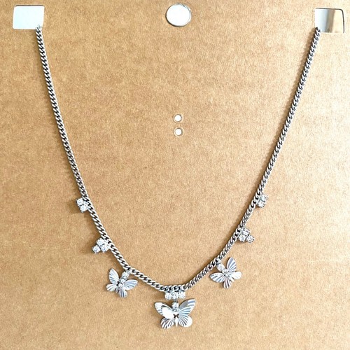 VETEMENTS Collana argento acciaio inox ciondolo ciondolo farfalla fashi