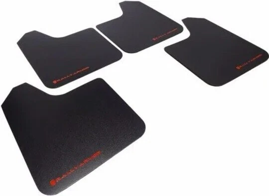 Rally Armor Basic Universal Mud Flaps Set of 4 No HW, BLACK w/ RED  MF12-BAS-RD - Image 1 of 1