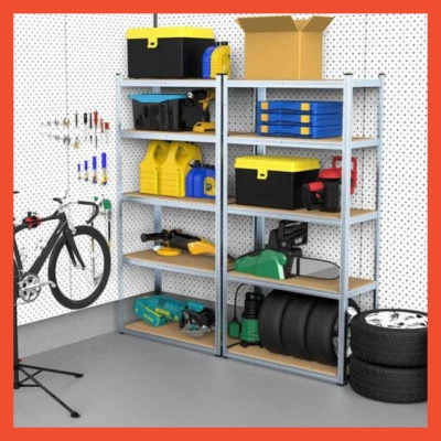 Scaffale in Metallo e Legno Scaffalatura Metallica Zincato 5 Ripiani Industriale - Immagine 1 di 4