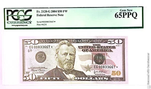 $50 2004 FW STAR NOTE⭐ LEGAL TENDER USA Fr.2128-G⭐ S/N # EG00833667⭐ PCGS 65 PPQ - Picture 1 of 2
