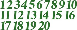 1-20 Numbers Green Sticker Vinyl Decals CHOOSE  1" - 8"  (V585) - Picture 1 of 3