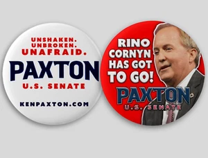 Ken Paxton Senado 2026 Pin Botones Político Texas Republicano MAGA Cornyn Trump - Imagen 1 de 1