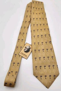 Tommy Bahama Tie Old Havana Collection Yellow(Gold) With Blue Palm Trees - Picture 1 of 10