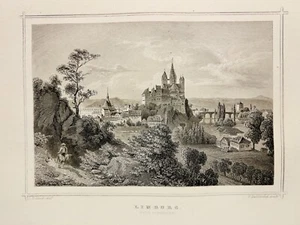Catedral de Limburgo ciudad ilustración plaza 1837 grabado antiguo grabado en acero - Imagen 1 de 9