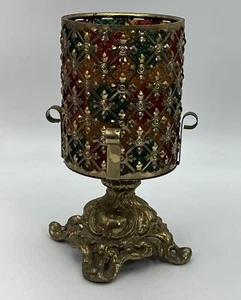 Candle Holder Bronze Finish on Gold Brass Popcorn Shade 4.5"Dia 10"High - Picture 1 of 8