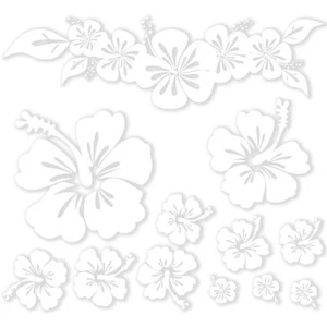 Hibiskus Blumen Autoaufkleber Set 42-teilig Auto Sticker weiß KX085 - Bild 1 von 6