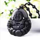 Natural Obsidian Gemstone Pendant Buddha Beads Necklace Gift Emotional