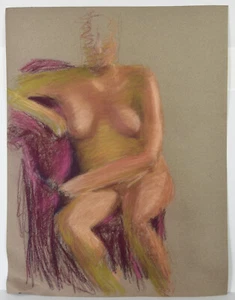 25" Vintage Pastel Drawing Young Woman Nude Pose Original Candace McCall - Picture 1 of 4